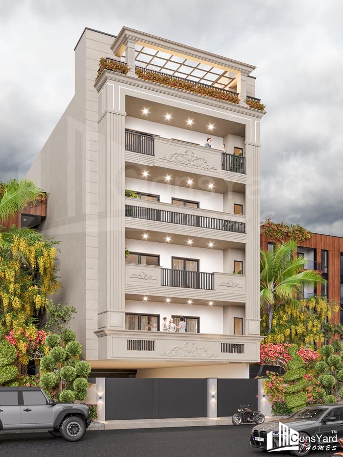 418-SEC-50 elevation Modern luxury turnkey house construction in Sector 50 Gurugram by Consyard Homes