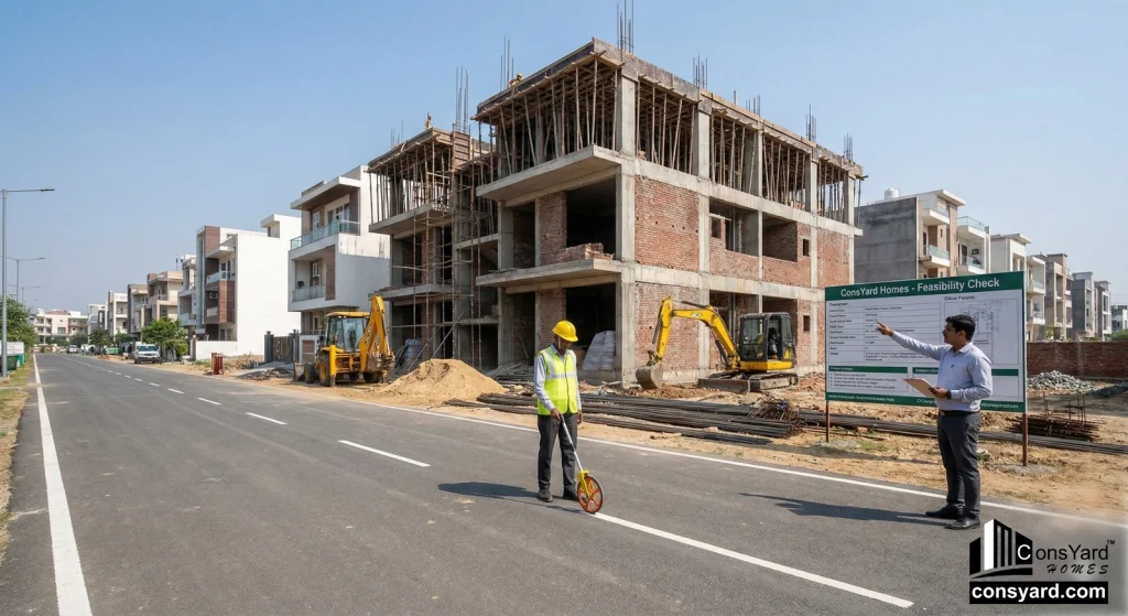 Ensuring compliance with road Stilt + 4 floors in Gurugram