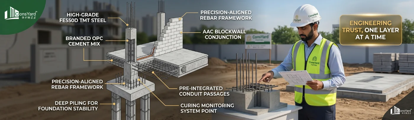 Grey structure construction cost in Gurugram 2026 - ConsYard Homes